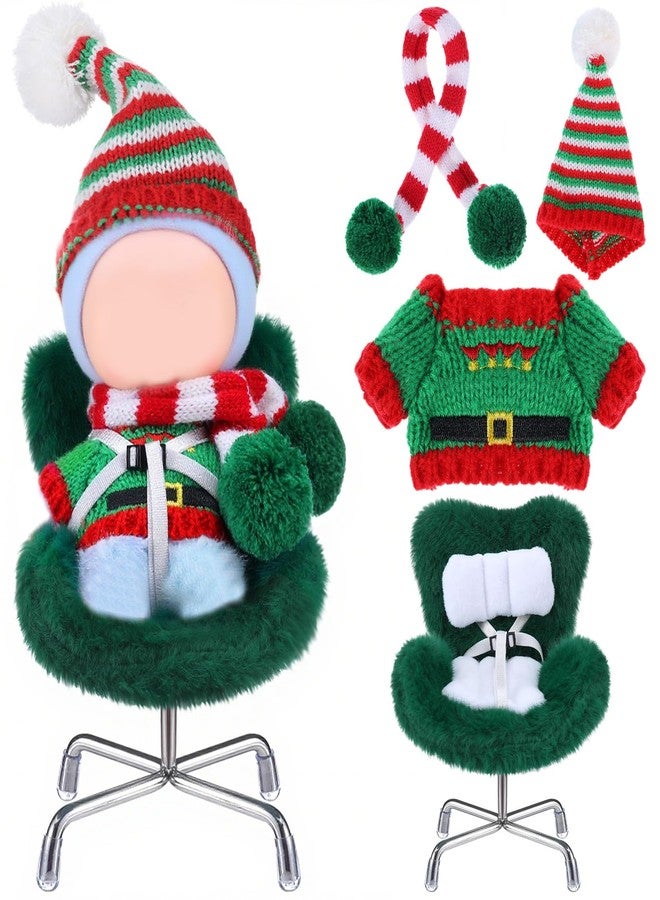 ملابس دمية عيد الميلاد من سيمجوينج بطول 17 سم مع مقعد، زي عيد الميلاد لطيف وعملي مع إكسسوارات لمحبي الدمى وهواة جمعها، ديكور مكتب سيارة عيد الميلاد (أخضر داكن، جنية لطيفة) - Image 1